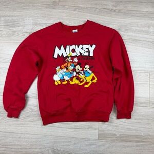 Vintage Disney Mickey & Friends Red Crewneck Pullover Sweatshirt Women's XS